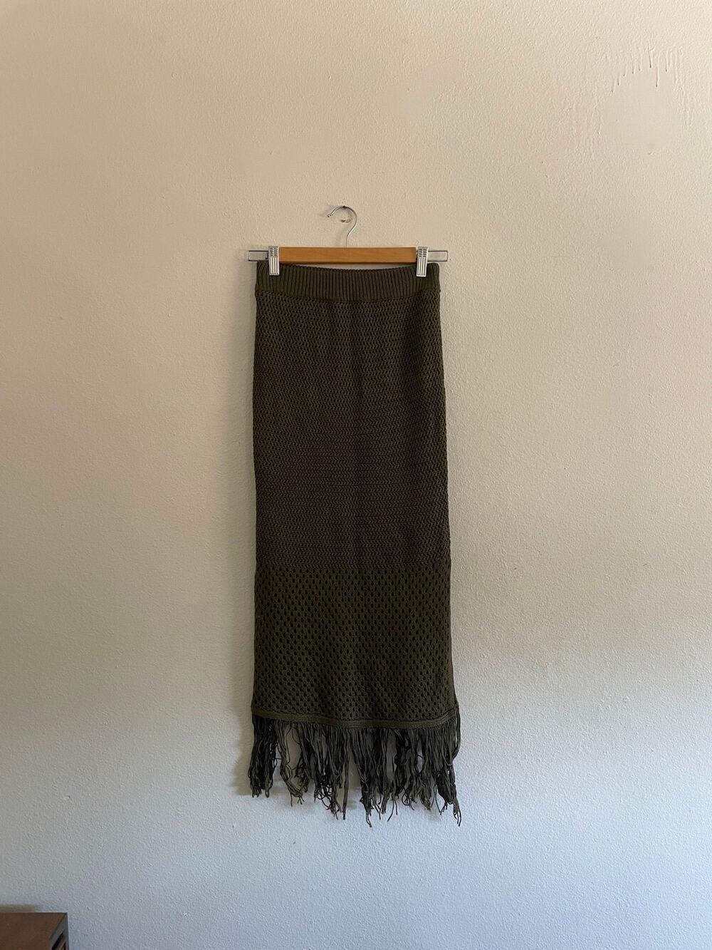 House Of Harlow Olive Green Knit Midi Skirt Size XS
